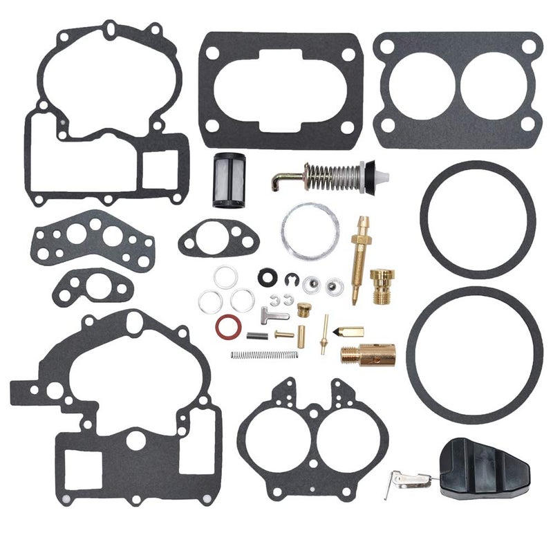 JDLLONG 3302-804844002 Carburetor Rebuild Kit for Mercury Marine 3.0L 4.3L 5.0L 5.7L Mercarb 2 BBL 1389-9562A1 1389-9563A1 1389-9564A1 1389-9670A2 1389-806077A2 with Float - Image 1